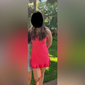 Lucy in the sky: Aubrey ruffle dress in Red Coral